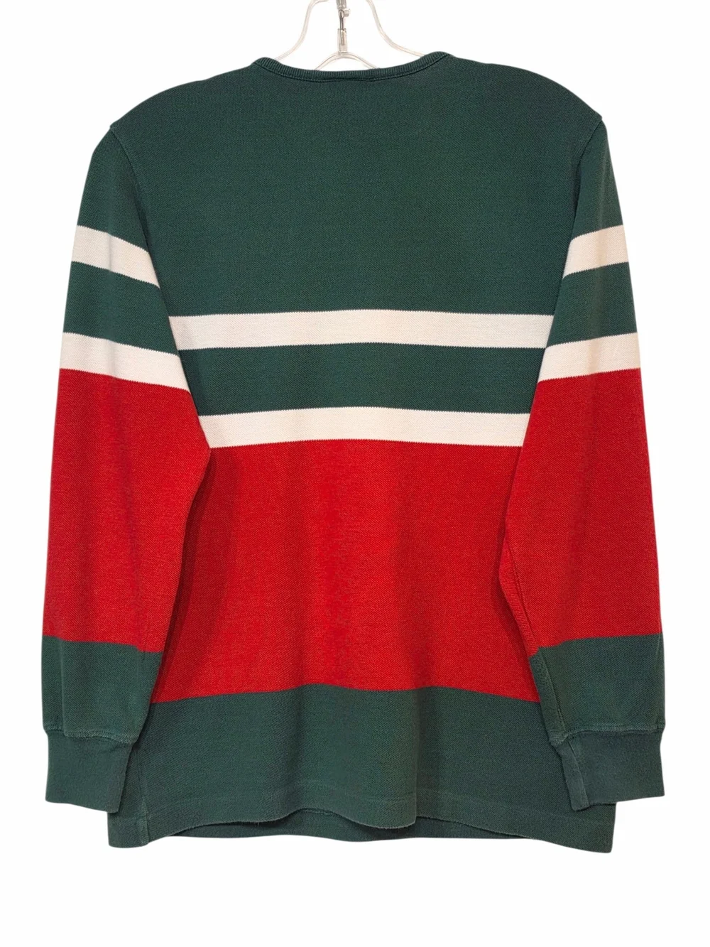 Vintage Polo Ralph Lauren Men's M Color Block Henley Green Red Striped Shirt